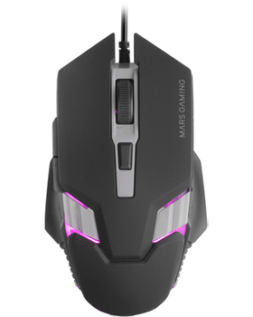 MOUSE MARS GAMING MM024 RGB FLOW 4000 DPI AJUSTABLE 6 BOTONES MECANICOS HUANO COLOR NEGRO