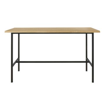Mesa alta de roble macizo y acero negro de 175 cm