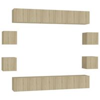 set de muebles salon tv  mueble de salon  gabinete de tv 10 pzas madera ingenieria roble sonoma