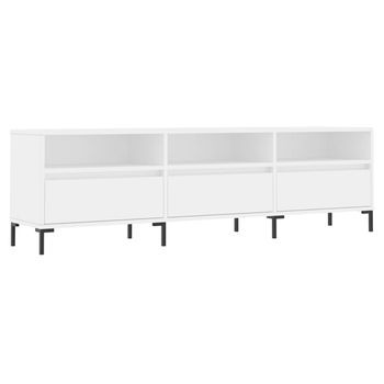 Mueble Tv | Mueble De Salón | Armario Tv Madera Contrachapada Blanco 150x30x44,5 Cm