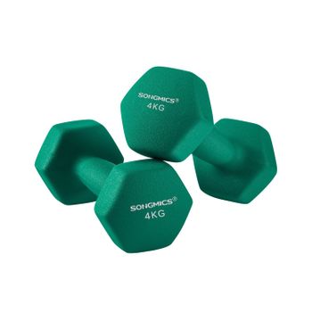 Mancuernas Hexagonales Revestimiento de Neopreno Entrenamiento, Verde / 2 x 4 kg