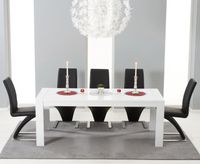 venice 200cm white high gloss extending dining table with hampstead z chairs
