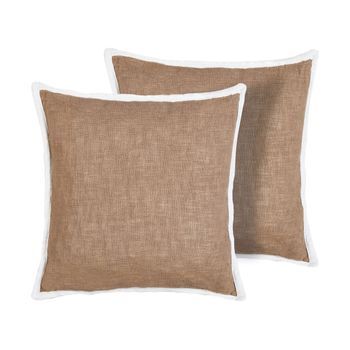Conjunto De 2 Cojines Decorativos Cuadrados De Algodón 45 X 45 Cm Marrón Ianthe