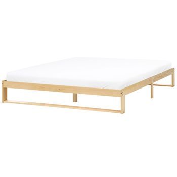 Cama Con Somier Estilo Minimalista De Madera De Pino 180 X 200 Cm Sin Cabecero Marrón Claro Talairan