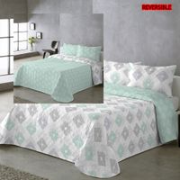 moda textil colcha bouti primavera verano reversible color aqua modrombos cama 90 105135 y 150  ligeras y suaves incluye fundas de cojin