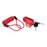 cofan candado de freno de disco con cable  adecuado para moto bici o patinete  cuerpo de aleacion  candado antirrobo  llave tubular  color rojo  cable de 1 metro  medidas 75 x 25 x 58 cm