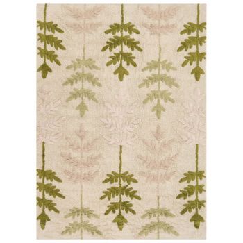 Alfombra De Algodón 140 X 200 Cm Habitación Infantil Rectangular Beige Y Verde Darma