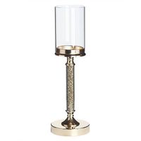 portavelas de metal dorado pantalla de cristal 41 cm centro de mesa decoracion glamour abbeville
