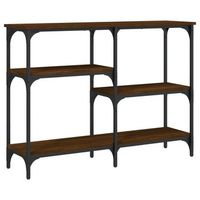 mesa consola  mesa de entrada  mesa auxiliar madera de ingenieria marron roble 102x29x75 cm