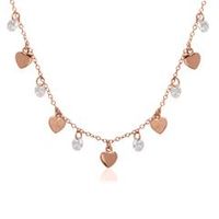 cadena corazones de circonita cubica de plata 925 chapada en oro rosa