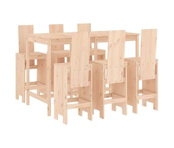 Set de mesa y taburetes altos jardin 7 piezas madera maciza pino
