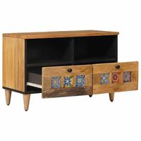 mueble de tv  mueble de salon  gabinete de tv natural 70 x 33 x 46 cm madera de mango maciza