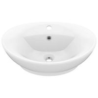 lavabo lujoso con rebosadero  ceramica blanco mate 585x39 cm vidaxl