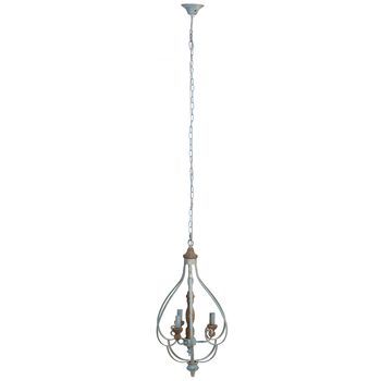 Lámpara De Techo De Madera Y Metal Gris 44.5x39.5x75h Cm