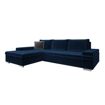 Sofá Rinconero Comfivo 212, Azul, Función De Descanso, Caja De Ropa De Cama, 274x182x83cm