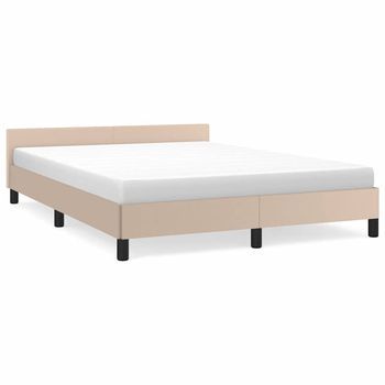 Cama De Matrimonio | Cama De Adulto | Estructura De Cama Con Cabecero Sin Colchón Capuchino 140x190cm