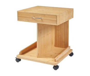 Mesa auxiliar jokkmokk con ruedas bambú 57x43x43cm - natural [en.casa]