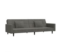 vidaxl sofa cama de 2 plazas con dos almohadas terciopelo gris oscuro