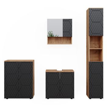 Conjunto De Muebles De Baño Irma 4 Piezas, Con Mueble Alto Y Cómoda Vicco