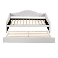 sofa cama 90x200cm  cama nido 90x190cm acolchado en tejido de lino beige colchon no incluido