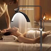 lampara de belleza led profesional con soporte de pie 3 temperaturas de color atenuacion 0-100 360    lampara ajustable para trabajo de unas tatuajes y extension de pestanas con soporte para