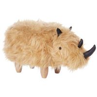 puf animal taburete para ninos beige de piel sintetica patas de madera reposapies woolly
