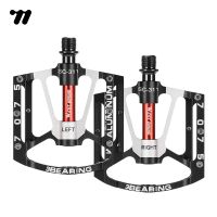 west biking-pedales de ciclismo ultraligeros 3 rodamientos para bicicleta de montana y carretera aleacion de aluminio 7075 pedal plano antideslizante piezas de ciclismo multicolores