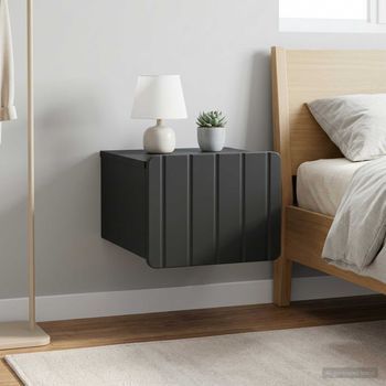 Mesita De Noche Pared 2 Uds - Mueble Dormitorio - Madera Ingeniería - Negro (33x34.5x24cm)