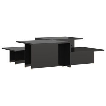 2 Piezas Mesa De Café | Mesa De Centro Madera Contrachapada Negro 111,5x50x33cm
