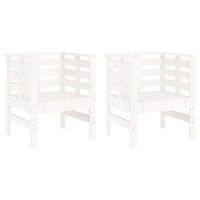 pack 2 uds sillas de jardin  silla de exterior  sillon madera maciza pino blanco 615x53x71 cm