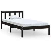 cama individual  cama para adultos  estructura de cama de madera maciza de pino negra 100x200 cm