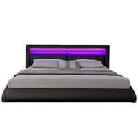brixton estructura de cama de polipiel negra con led integrados 140 x 190cm