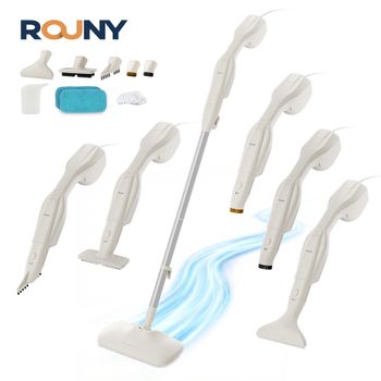 ROUNY - Mopa a Vapor de 1200 W, 3 Barras, 135 ° C Sanitize para Limpiar Pisos, Ventanas y Cocina, 5 Accesorios, Calentamiento en 25s, Cable de 6m, 113m²