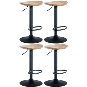 Set De 4 Taburetes De Bar Skelde En Madera Y Metal Natural 38.5x41x56 Cm Clp