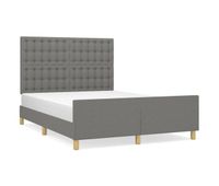 estructura de cama con cabecero de tela gris oscuro 140x200 cm botones