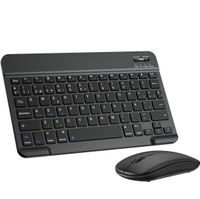 teclado y raton inalambrico de 10 pulgadas teclado espanol bluetooth y raton bluetooth y  inalambrica 24g modo dual compatible con ipadsamsungiphone tablet  recargable portatil qwerty para ios