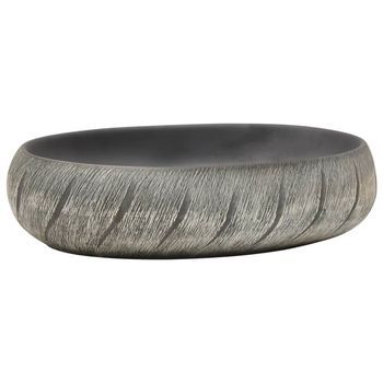 Lavabo De Baño Moderno | Lavabo Sobre Encimera Ovalado Cerámica Negro Y Gris 59x40x15 Cm