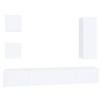 set de muebles para tv 5 uds  mueble de salon  gabinete de tv madera contrachapada blanco
