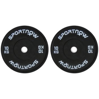 SPORTNOW Discos de Pesas Olímpicos 2x10 kg con Agujero Ø50 mm de Goma para Barras y Mancuernas Casa Gimnasio Negro   Aosom España