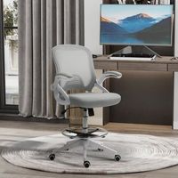 silla de oficina ergonomica gris claro altura regulable respaldo de malla y reposapies