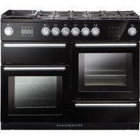 rangemaster nexus steam 110 cm dual fuel range cooker - black black
