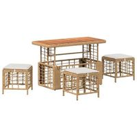 conjunto de comedor de jardin con cojin 4 piezas  mueble de jardin natural y