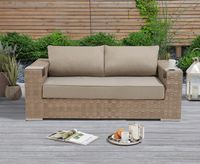 cardinal taupe and brown rattan wicker 2 seater garden sofa