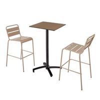 juego de mesa alta laminada topo y 2 sillas altas topo opera - oviala