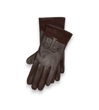 Lauren Ralph Lauren para mujer. 454P23591002 Guantes técnicos de piel de oveja marrón (L), Clásico