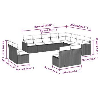 Conjunto De Sofás Para Exteriores (incluye 12 Componentes Y Está Equipado Con Cojines De Mimbre Artificial Beige)
