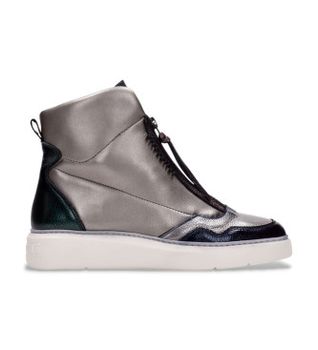 Hispanitas para mujer. CHI243654 Zapatillas de Piel Picual gris (36), Plano, Cremallera, Casual