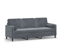 sofa de 3 plazas - sofa de salon con cojines terciopelo gris oscuro 180 cm