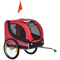 pawhut remolque bicicleta perros mascota 1 bandera 6 reflectores remolque bici rojo negro   aosom espana