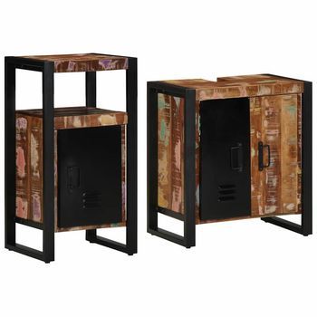 Juego De Muebles De Baño 2 Uds. Multicolor Y Negro Vidaxl